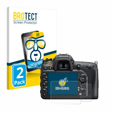 Parte frontale di una confezione del prodotto con il logo del marchio BROTECT. Accanto è raffigurato il dispositivo Nikon D720