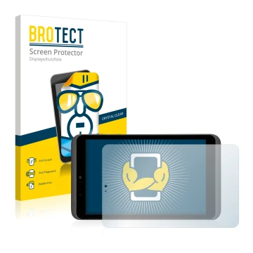 Parte frontale di una confezione del prodotto con il logo del marchio BROTECT. Accanto è raffigurato il dispositivo Tesco hudl