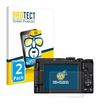 Parte frontale di una confezione del prodotto con il logo del marchio BROTECT. Accanto è raffigurato il dispositivo Nikon Cool