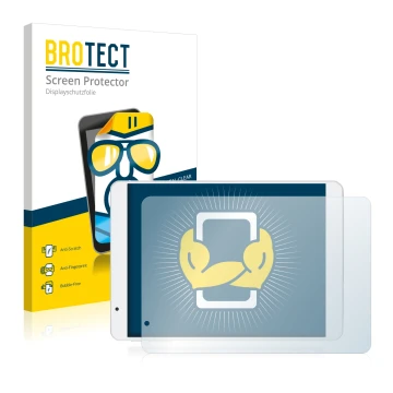 Parte frontale di una confezione del prodotto con il logo del marchio BROTECT. Accanto è raffigurato il dispositivo Teclast X8