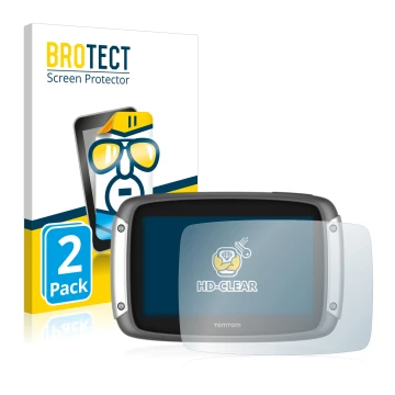 Parte frontale di una confezione del prodotto con il logo del marchio BROTECT. Accanto è raffigurato il dispositivo TomTom Rid