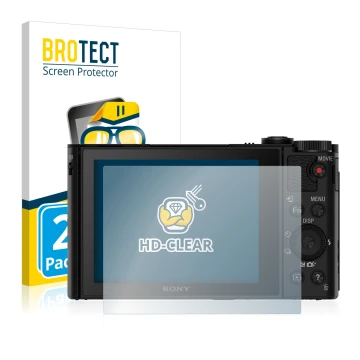 Parte frontale di una confezione del prodotto con il logo del marchio BROTECT. Accanto è raffigurato il dispositivo Sony Cyber