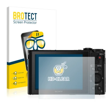 Parte frontale di una confezione del prodotto con il logo del marchio BROTECT. Accanto è raffigurato il dispositivo Sony Cyber