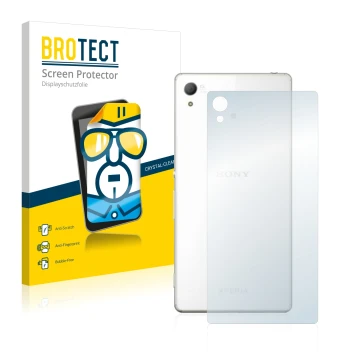 Parte frontale di una confezione del prodotto con il logo del marchio BROTECT. Accanto è raffigurato il dispositivo Sony Xperi