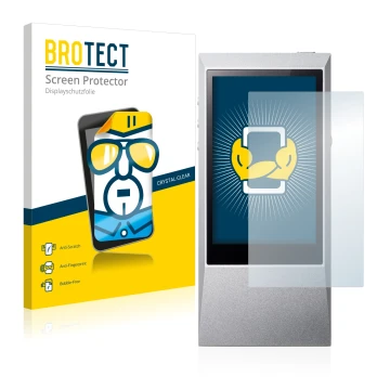Parte frontale di una confezione del prodotto con il logo del marchio BROTECT. Accanto è raffigurato il dispositivo Astell&Ker