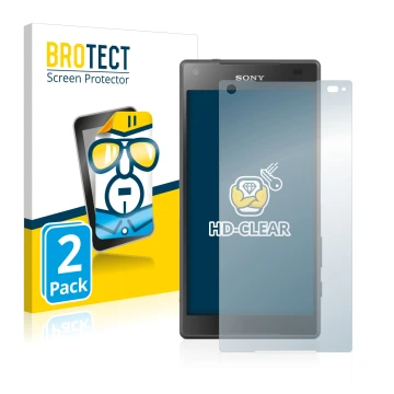 Parte frontale di una confezione del prodotto con il logo del marchio BROTECT. Accanto è raffigurato il dispositivo Sony Xperi