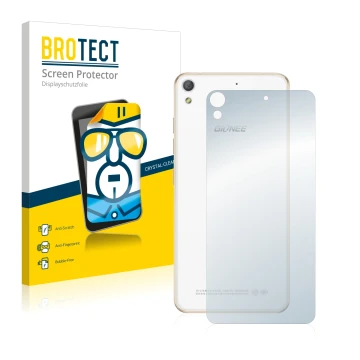 Parte frontale di una confezione del prodotto con il logo del marchio BROTECT. Accanto è raffigurato il dispositivo Gionee Eli