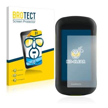 Parte frontale di una confezione del prodotto con il logo del marchio BROTECT. Accanto è raffigurato il dispositivo Garmin Mon