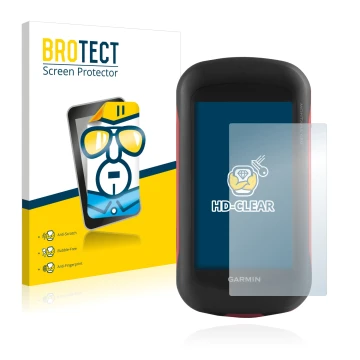 Parte frontale di una confezione del prodotto con il logo del marchio BROTECT. Accanto è raffigurato il dispositivo Garmin Mon