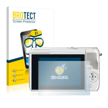 Parte frontale di una confezione del prodotto con il logo del marchio BROTECT. Accanto è raffigurato il dispositivo Canon EOS 