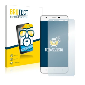 Parte frontale di una confezione del prodotto con il logo del marchio BROTECT. Accanto è raffigurato il dispositivo Allview V2