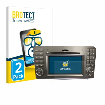 Parte frontale di una confezione del prodotto con il logo del marchio BROTECT. Accanto è raffigurato il dispositivo Mercedes-B