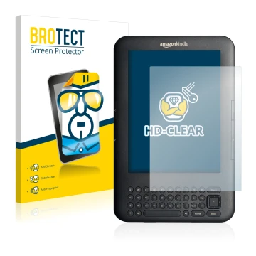 Parte frontale di una confezione del prodotto con il logo del marchio BROTECT. Accanto è raffigurato il dispositivo Amazon Kin