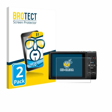 Parte frontale di una confezione del prodotto con il logo del marchio BROTECT. Accanto è raffigurato il dispositivo Canon Digi