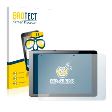 Parte frontale di una confezione del prodotto con il logo del marchio BROTECT. Accanto è raffigurato il dispositivo Chuwi Hi12