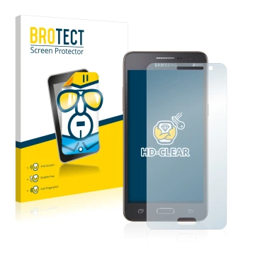 Parte frontale di una confezione del prodotto con il logo del marchio BROTECT. Accanto è raffigurato il dispositivo Samsung Ga