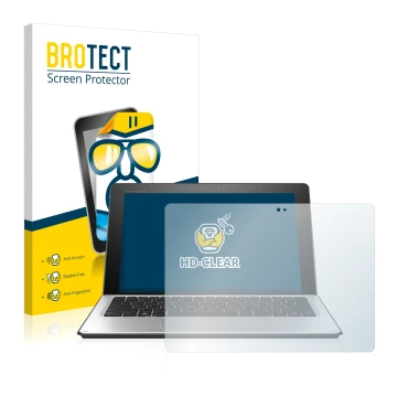 Parte frontale di una confezione del prodotto con il logo del marchio BROTECT. Accanto è raffigurato il dispositivo HP Elite x