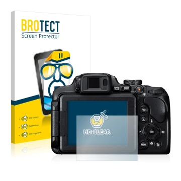 Parte frontale di una confezione del prodotto con il logo del marchio BROTECT. Accanto è raffigurato il dispositivo Nikon Cool