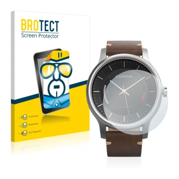 Parte frontale di una confezione del prodotto con il logo del marchio BROTECT. Accanto è raffigurato il dispositivo Garmin viv