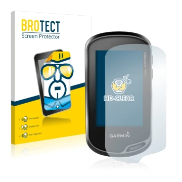 Parte frontale di una confezione del prodotto con il logo del marchio BROTECT. Accanto è raffigurato il dispositivo Garmin Ore