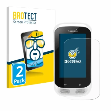 Parte frontale di una confezione del prodotto con il logo del marchio BROTECT. Accanto è raffigurato il dispositivo Garmin Edg