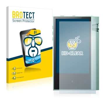 Parte frontale di una confezione del prodotto con il logo del marchio BROTECT. Accanto è raffigurato il dispositivo Astell&Ker