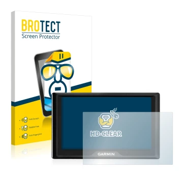 Parte frontale di una confezione del prodotto con il logo del marchio BROTECT. Accanto è raffigurato il dispositivo Garmin Dri