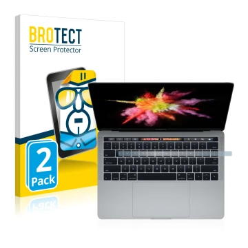 Parte frontale di una confezione del prodotto con il logo del marchio BROTECT. Accanto è raffigurato il dispositivo Apple MacB