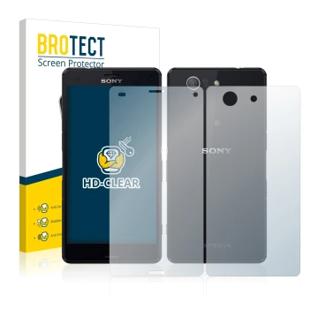 Parte frontale di una confezione del prodotto con il logo del marchio BROTECT. Accanto è raffigurato il dispositivo Sony Xperi