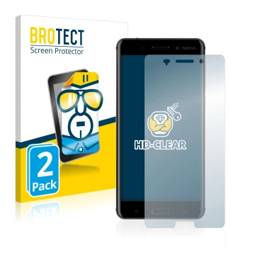 Parte frontale di una confezione del prodotto con il logo del marchio BROTECT. Accanto è raffigurato il dispositivo Nokia 6 20