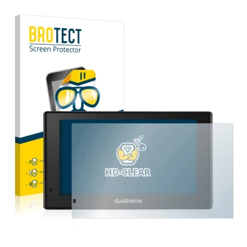 Parte frontale di una confezione del prodotto con il logo del marchio BROTECT. Accanto è raffigurato il dispositivo Garmin Dri