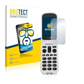 Parte frontale di una confezione del prodotto con il logo del marchio BROTECT. Accanto è raffigurato il dispositivo Doro 6050 