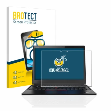 Parte frontale di una confezione del prodotto con il logo del marchio BROTECT. Accanto è raffigurato il dispositivo Lenovo Thi