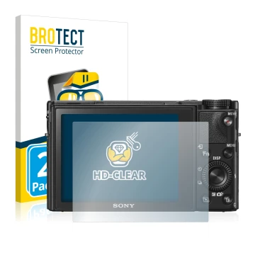 Parte frontale di una confezione del prodotto con il logo del marchio BROTECT. Accanto è raffigurato il dispositivo Sony Cyber