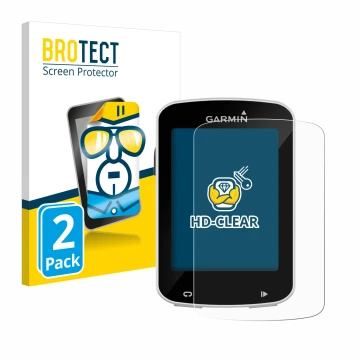 Parte frontale di una confezione del prodotto con il logo del marchio BROTECT. Accanto è raffigurato il dispositivo Garmin Edg