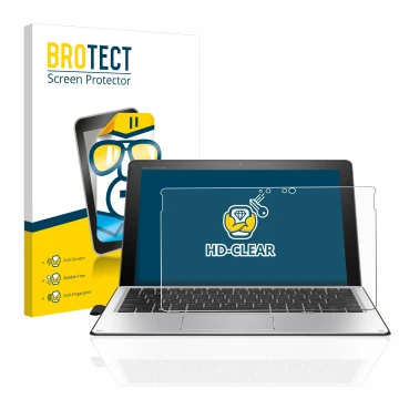 Parte frontale di una confezione del prodotto con il logo del marchio BROTECT. Accanto è raffigurato il dispositivo HP Elite x