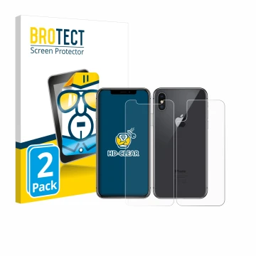 Parte frontale di una confezione del prodotto con il logo del marchio BROTECT. Accanto è raffigurato il dispositivo Apple iPho