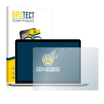 Parte frontale di una confezione del prodotto con il logo del marchio BROTECT. Accanto è raffigurato il dispositivo Apple MacB