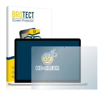 Parte frontale di una confezione del prodotto con il logo del marchio BROTECT. Accanto è raffigurato il dispositivo Apple MacB