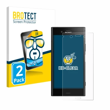 Parte frontale di una confezione del prodotto con il logo del marchio BROTECT. Accanto è raffigurato il dispositivo Sony Xperi