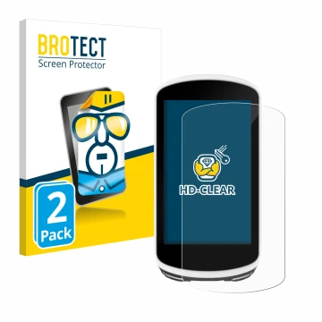 Parte frontale di una confezione del prodotto con il logo del marchio BROTECT. Accanto è raffigurato il dispositivo Garmin Edg