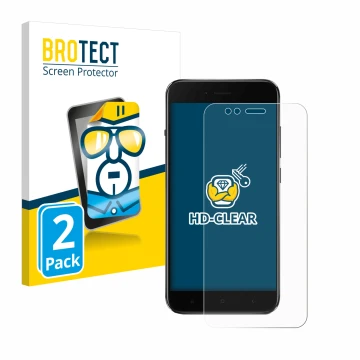 Parte frontale di una confezione del prodotto con il logo del marchio BROTECT. Accanto è raffigurato il dispositivo Xiaomi Mi 