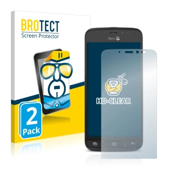 Parte frontale di una confezione del prodotto con il logo del marchio BROTECT. Accanto è raffigurato il dispositivo Doro 8040 