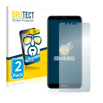 Parte frontale di una confezione del prodotto con il logo del marchio BROTECT. Accanto è raffigurato il dispositivo Honor 7X c