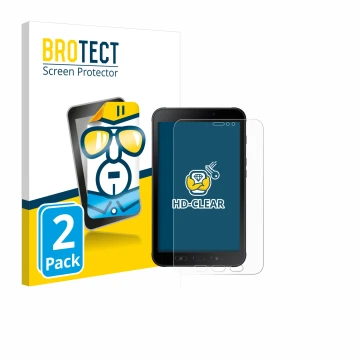Parte frontale di una confezione del prodotto con il logo del marchio BROTECT. Accanto è raffigurato il dispositivo Samsung Ga