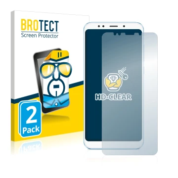 Parte frontale di una confezione del prodotto con il logo del marchio BROTECT. Accanto è raffigurato il dispositivo Xiaomi Red