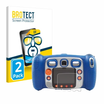 Parte frontale di una confezione del prodotto con il logo del marchio BROTECT. Accanto è raffigurato il dispositivo Vtech Kidi