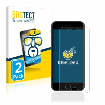 Parte frontale di una confezione del prodotto con il logo del marchio BROTECT. Accanto è raffigurato il dispositivo Apple iPho