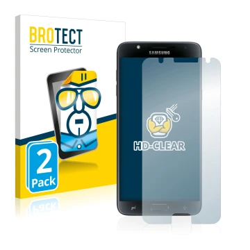 Parte frontale di una confezione del prodotto con il logo del marchio BROTECT. Accanto è raffigurato il dispositivo Samsung Ga