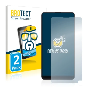 Parte frontale di una confezione del prodotto con il logo del marchio BROTECT. Accanto è raffigurato il dispositivo Xiaomi Mi 